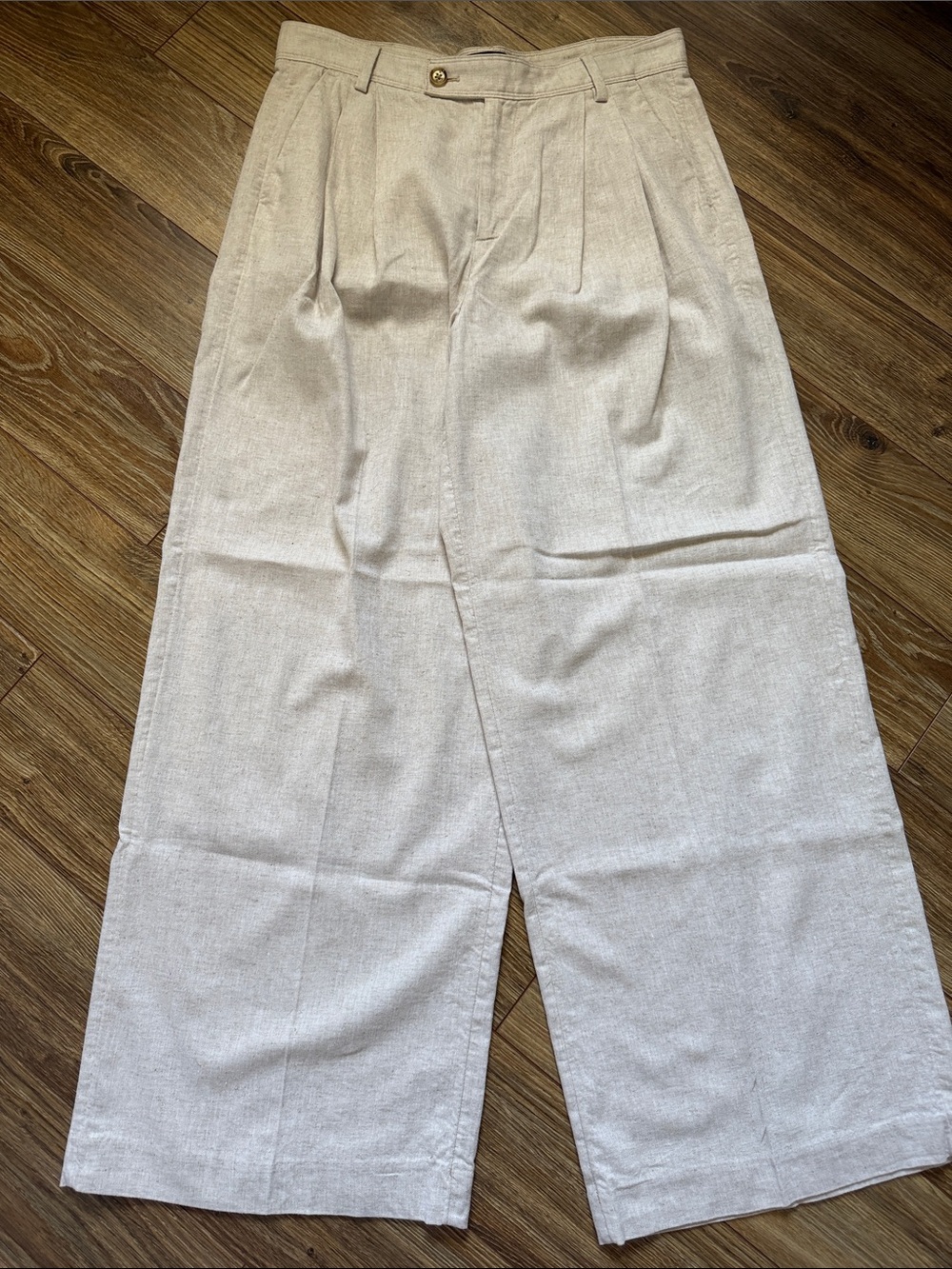 Banana Republic Wide-Leg Pleated linen Trousers Pants